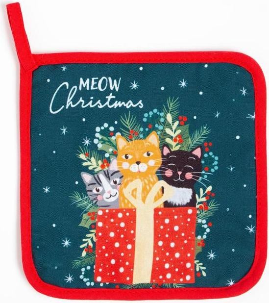 Новогодний набор кухонный Meow Christmas подставка, прихватка